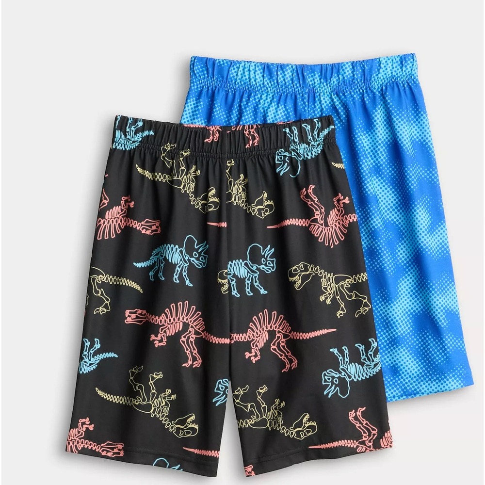 NWT Cuddl Duds Boys 2-Pack Sleep Shorts Galaxy Space Plaid Size L 10/12